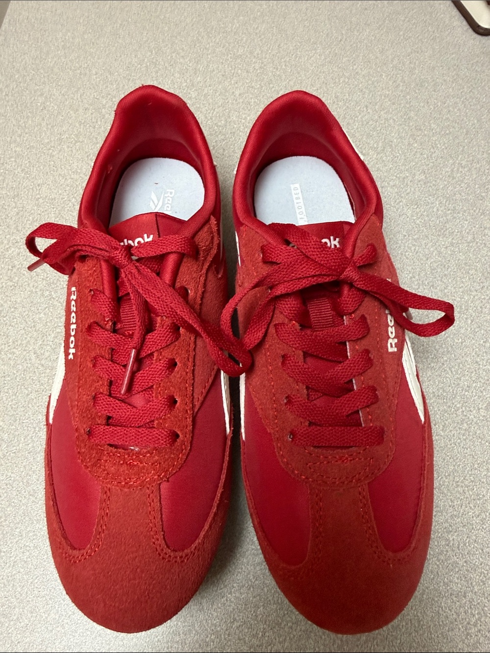 Reebok women’s Red Low-Top Lace-Up Sneakers with White Accents